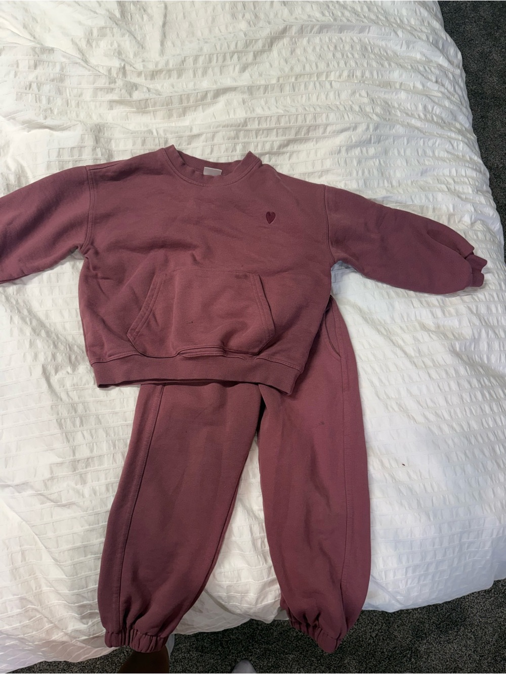 Zara Dusty Rose Heart Sweatshirt & Joggers